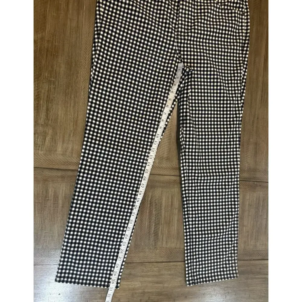 TALBOTS Black White Checked Plaid Corduroy Straight Leg Pants Women's Size 16